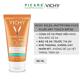 Kem Chống Nắng Không Gây Nhờn Rít Không Màu SPF50 Vichy Capital Soleil SPF50 Face Dry Touch (50ml) -100516689