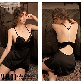 Váy ngủ sexy Quảng Châu - Sx 12 Váy ngủ lụa sexy hở lưng ren ngực hack dáng hot hit cao cấp
