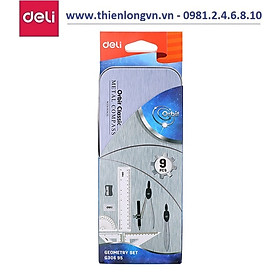 Bộ dụng cụ học sinh hộp sắt 9 món Deli 30695