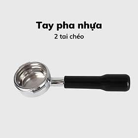 Tay pha cà phê 54mm inox cao cấp thủng đáy tay pha tamper cafe nguyên chất cán gỗ sồi cẩm lai chuyên dụng cho quán