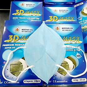 Khẩu trang y tế 4 lớp 3D MASK Khánh An kháng khuẩn cao cấp hộp 10 chiếc siêu vừa vặn, Không bí thở