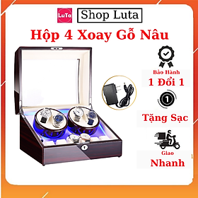 Hộp Đựng Đồng Hồ Cơ 4 Xoay 6 Tĩnh Vỏ Gỗ Sơn Mài  - Mã 846EW