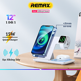Mua Đế sạc không dây đa năng 3 in 1 chính hãng Remax RP W53 Dock sạc hỗ trợ sạc nhanh không dây 15W cho 8 Plus trở lên - Hàng Chính Hãng Remax