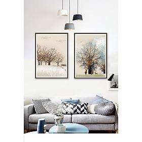 Mua Tranh treo tường phòng khách  phòng ngủ -Tranh treo bộ 2 tấm dọc M11504/ Gỗ MDF cao cấp phủ kim sa/ Chống ẩm mốc  mối mọt/Bo viền góc tròn