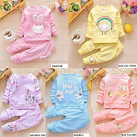 Bộ dài bé gái( sét Hug) vải da cá loại 1 size 7-21kg