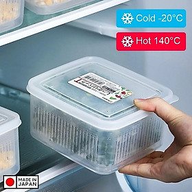 Set hộp thực phẩm 2 lớp bảo quản tủ lạnh, dùng được trong lò vi sóng Nakaya 1.1L - Hàng nội địa Nhật Bản (#Made in Japan)