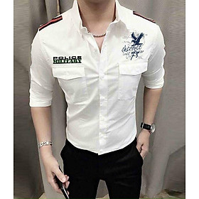 Áo sơ mi nam viền vai đen đỏ họa tiết chim đại bàng