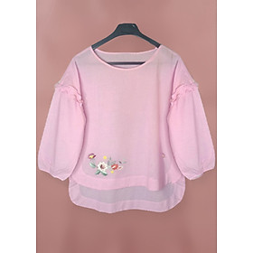 Áo Kiểu Nữ An Thủy Vải Cotton Thoáng Mát Họa Tiết Thêu Tay Xinh Xắn TL 822
