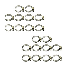 20Pcs Hose Clamp Including 16-25mm & 19-29mm Adjustable Pipe Tube Clamps 304 Stainless Steel Hose Clips