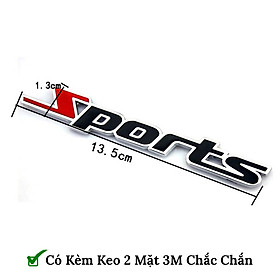 Logo kim loại chữ SPORTS trang trí ô tô xe máy