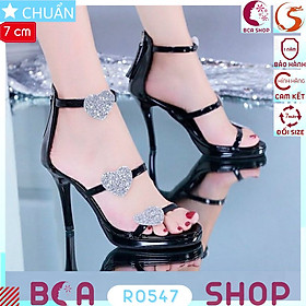 Giày cao gót hở mũi nữ 7p RO547 ROSATA tại BCASHOP gót nhọn, nhấn trái tim lấp lánh đẳng cấp, làm quà cực sang