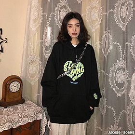 Áo Khoác Hoodie Nỉ Bông Form Rộng Unisex Couple Nam Nữ Sweater TIM XANH LÁ