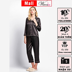 Đồ bộ mặc nhà nữ WANNABE BD35P đồ bộ quần dài áo tay ngắn pijama cổ điển viền gân sang chảnh sống mãi với thời gian