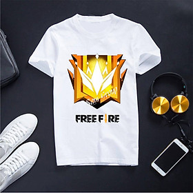 Áo Free Fire Màu Trắng Cổ Tròn In Logo Rank Thách Đấu Cực Chất Hình In 3D Sắc Nét