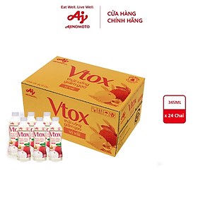 Thùng Thức uống giấm gạo Vtox - Vị Vải (24 chai/345ml)