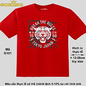 BREAK THE RULES, mã G101. Áo thun hàng hiệu Goking, form unisex cho nam nữ, trẻ em, bé trai gái. Áo phông in hình hổ đẹp, quà tặng cao cấp cho gia đình, cặp đôi, doanh nghiệp, hội nhóm