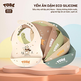 Yếm Ăn Dặm Eco Silicone Cho Bé- Hàng cao cấp nhập khẩu Hàn Quốc có máng hứng chống thấm tránh rơi vãi thức ăn