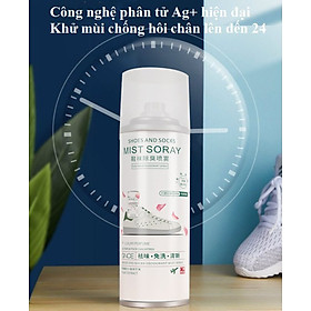 Chai xịt khử mùi giày 260ml, lọ xịt thơm giày, công nghệ ION Ag+ chống khuẩn khử mùi hôi