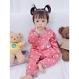 Bộ pijama tay dài chất lụa cho bé gái