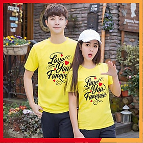 Áo thun cặp đôi màu vàng Couple Love You Forever - F2200