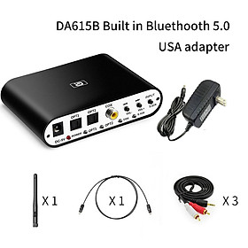 DA615 5.1CH Bộ giải mã âm thanh Bộ thu Bluetooth 5.0 DAC Bộ điều hợp âm thanh không dây Quang học đồng trục AUX USB Phát đĩa DAC DTS AC3 FLAC Màu sắc: DA615BT US with BT