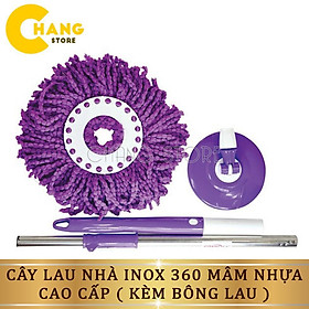 Mua Cây Lau Nhà Inox 360 Mâm Nhựa Cao Cấp - Bộ Cán Chổi Lau Nhà Mâm Nhựa ( Kèm Bông Lau) Tiện Lợi