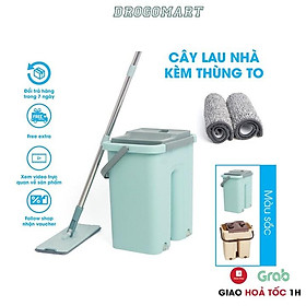Mua Cây lau nhà tự vắt thông minh - chổi lau nhà 360 độ kèm thùng- Bộ lau nhà Tặng kèm 2 bông lau siêu thấm