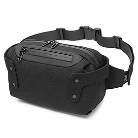 Túi đeo ngực OZUKO bằng vải oxford cao cấp, dệt thủ công chống thấm nước, thiết kế Cổng USB bên ngoài-Màu đen