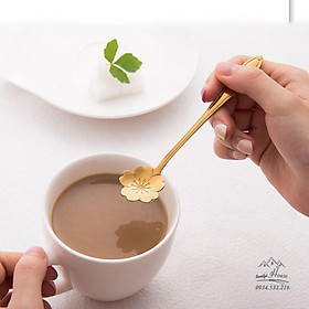 Mua Thìa Cà Phê Mạ Vàng Hình Hoa - Thìa Cà Phê Pha Trà  Cà Phê  Ăn Bánh - Loại Ngắn 12.5cm