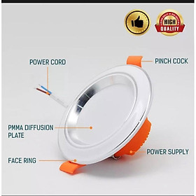 Mua Đèn âm trần mắt trâu LED 5W 3 màu   đế tản nhiệt nhôm Viền Vàng viền Bạc