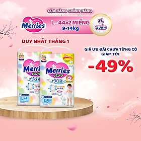 Combo 2 Tã/bỉm quần Merries size L - 44 miếng (Cho bé 9 - 14kg)