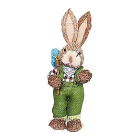 Straw Rabbit Easter Farmer Bunny Figure w/Carrot for Wedding Party Decor