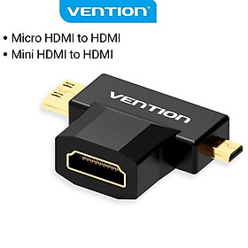 Đầu chuyển đổi Mini HDMI + Micro HDMI to HDMI Vention AGDB0 - Hàng Chính Hãng