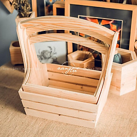 COMBO 3 Giỏ quà bằng gỗ - giỏ gỗ trái cây - giỏ gỗ đa năng - Wooden gift basket