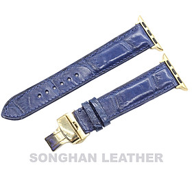 [Cá Sấu Vân Đốt Tre Khóa Gập] Dây Đeo Thay Thế Dành Cho Apple Watch Da Cá Sấu Cao Cấp, Dây Da Apple Watch Series 2,3,4,5,6,7 Size 38mm,40mm,41mm,42mm,44mm,45mm Hàng Chính Hãng Songhan Leather