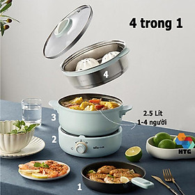 Nồi lẩu điện đa năng Bear DHG-B25B2 phiên bản 3 tầng, 4 trong 1, hàng chính hãng