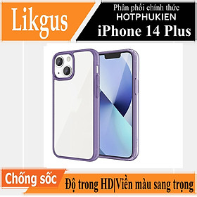 Ốp lưng trong suốt viền màu cho iPhone 14 Plus (6.7 inch) hiệu Likgus Simple But Unique chống sốc, chống chịu mọi va đập - hàng nhập khẩu - Tím