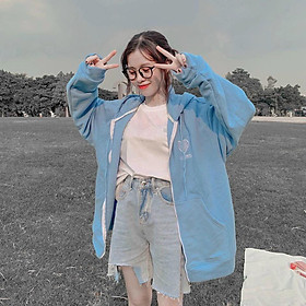 Áo khoác hoodie chống nắng 123SHOP dành cho nam nữ Thuê Trái Tim, Nỉ ngoại form rộng Có Dây Kéo unisex ulzzang