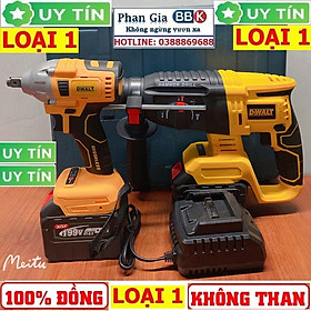 Bộ Combo Máy Khoan Đục Bê Tông Và Máy Siết Bulong - Bộ 2 Pin 15 Cell Động Cơ Từ Không Chổi Than - Bảo Hành 12 Tháng