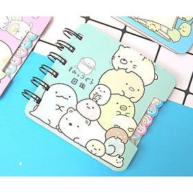 Sổ Tay Ghi Chú Gáy Lò Xo Phân Trang Giấy Nhiều Màu Hình Kawaii Kích Thước 9x10cm