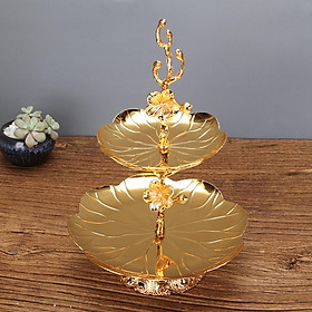 Metal 2 Layer Cake Stand Fruit Plate Table Decor Birthday Party Wedding Gold