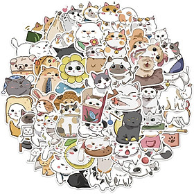 Sticker mèo hoạt hình meme trang trí mũ bảo hiểm, guitar, ukulele, điện thoại, sổ tay, laptop - mẫu S10