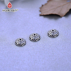 Combo 5 cái charm bạc chup hạt hoa văn - Ngọc Quý Gemstones