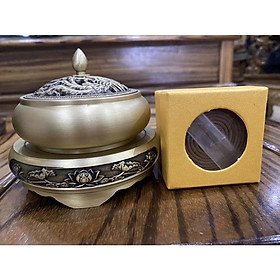 Mua Bộ lư xông trầm hương bằng đồng nguyên chất và 1 hộp nhang trầm khoanh cao cấp ( tặng kèm 1 hộp nụ cái cấp 50 viên)