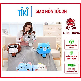 Bộ chăn gối 3 trong 1 chú mèo ngại ngùng