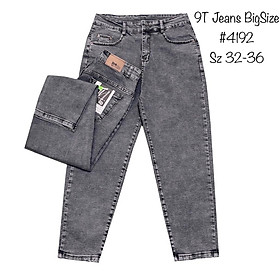 Quần jean nữ Bigsize 9 tấc lưng cao, màu xám bạc siêu đẹp dành cho người béo 60kg đến 90kg 4192