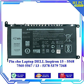 Pin cho Laptop DELL Inspiron 15 - 5568 7560 5567 / 13 - 5378 5379 7368 - Hàng Nhập Khẩu 