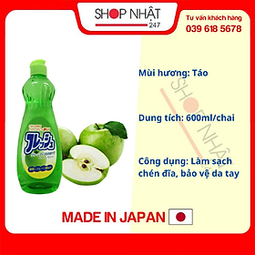 Chai nước rửa bát chén hương táo 600ml Rocket nội địa Nhật Bản