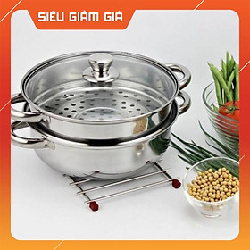 Mua Bộ xửng hấp inox 28cm - nồi hấp đa năng 2 tầng cao cấp nắp kính