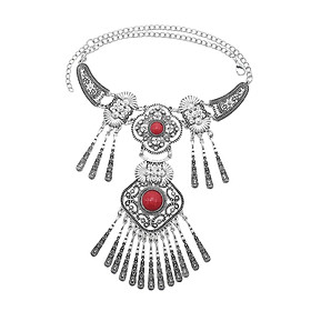 Bohemian Tassel Long Statement Necklace Sweater Chain for Women Girls Red